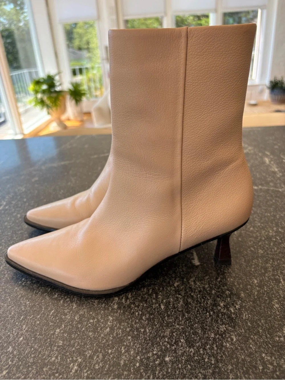 Matisse Nude Leather Pointed Toe Ankle Boots